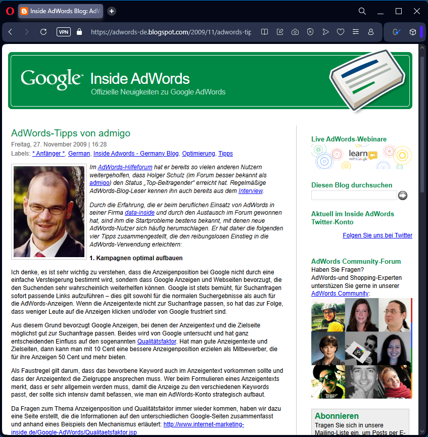 AdWords Tipps von admigo Screenshot